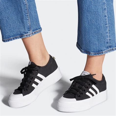 adidas schwarz hohe sohle|Frauen .